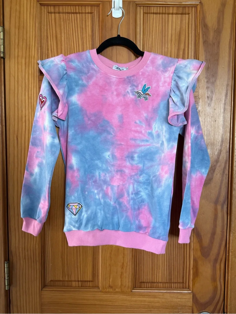 NWOT Lola and the Boys Girls' Tie-Dye Ruffle Patch Jogger Set, Size 14